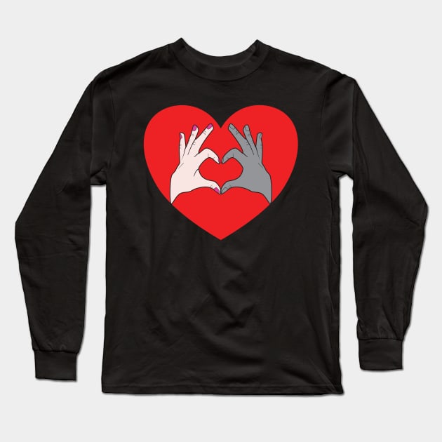 Hands Making Heart Shape Love Sign Language Valentine's Day Long Sleeve T-Shirt by Okuadinya